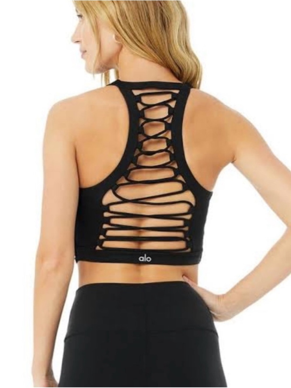 Alo Yoga Movement Bra NEW M Black athletic athleisure sports exercise casual gym